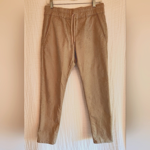 Bevy Flog Shely Drawstring Pants Beige/Gold Animal Print - Picture 1 of 5